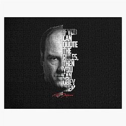 Black and white Tony Soprano The Sopranos Tv Show quote. Jigsaw Puzzle