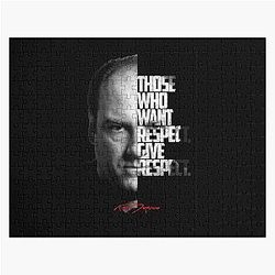 Black and white Tony Soprano The Sopranos Tv Show quote. Jigsaw Puzzle