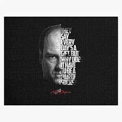 Black and white Tony Soprano The Sopranos Tv Show quote. Jigsaw Puzzle