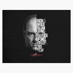 Black and white Tony Soprano The Sopranos Tv Show quote. Jigsaw Puzzle