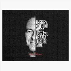 Black and white Tony Soprano The Sopranos Tv Show quote. Jigsaw Puzzle