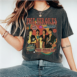 The Strokes Washed T-shirts - 2023 Concert Tour Vintage Graphic