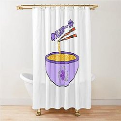 Think noodles Japanese anime cute purple flower shower curtain