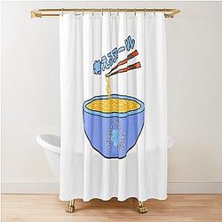 Think noodles Japanese anime cute blue flowers Shower Curtain