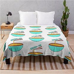 Think Japanese Anime Cute Blue Polka Dot Throw Blanket