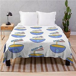 Think Noodles Japanese Anime Cute Blue Flower Throw Blanket