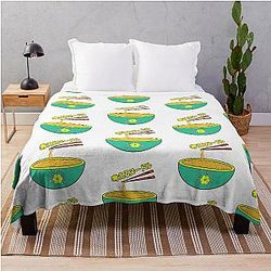 Noodles Japanese Anime Cute Yellow Flower Throw Blanket
