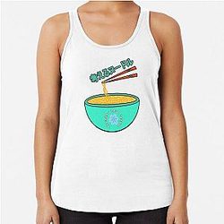 think noodles Japanese Anime Cute Flower Racerback Tank Top