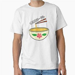 Pensez aux nouilles T-shirt classique de fleurs roses d'anime japonais