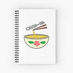Pensez aux nouilles Livre de notes en spiral rose d'anime japonais