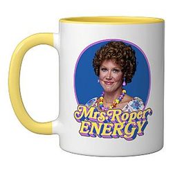 Mrs Roper Energy Helen Roper Three Company Retro Ceramic Yellow Mug White