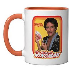 Larry The Original Wingman Retro 80's Ceramic Mug, Orange/White