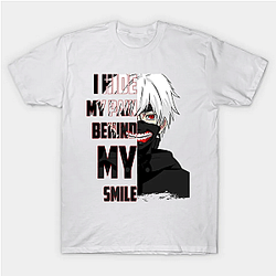 Tokyo Ghoul T-Shirts – Kaneki Kagune Pain Behind Smile Quote