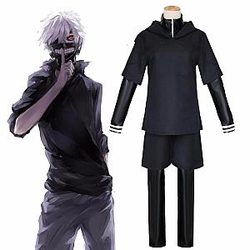 Tokyo Ghoul Cosplay Merch: Ken Kaneki Cosplay  Full Set Black Leather Fight Uniform