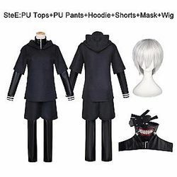 Tokyo Ghoul Cosplay Merch: Ken Kaneki Cosplay Fight Uniform With Mask and Wig