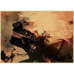 Tokyo Ghoul Poster Merch - One-Eyed Ghoul Kaneki Ken Vintage Retro Poster