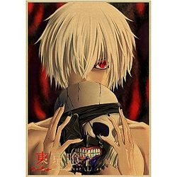 Tokyo Ghoul Poster Merch: White Hair Ken Kaneki Retro Poster