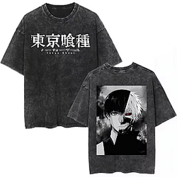 Kaneki Half Face Transformation Design PTTT1504 Washed Tokyo Ghoul Shirt