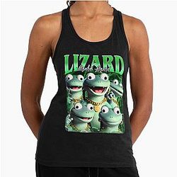 Funny Tom Lizard Cartoon Character Retro Cute Lizard Racerback Tank Top