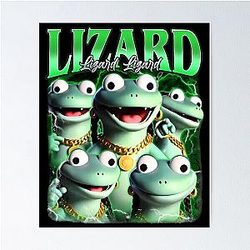 Funny Tom Lizard Cartoon Character Retro Cute Lizard Poster