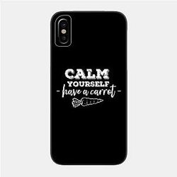 TommyInnit Cases - have a carrot calm yourself Tommyinnit Quote (white) Phone Case TP2409