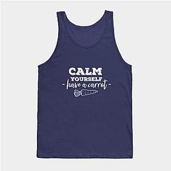 TommyInnit Tank Tops - have a carrot calm yourself Tommyinnit Quote (white) Tank Top TP2409