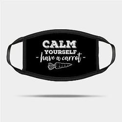 TommyInnit Face Masks - have a carrot calm yourself Tommyinnit Quote (white) Mask TP2409