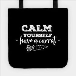 TommyInnit Bags - have a carrot calm yourself Tommyinnit Quote (white) Bag TP2409