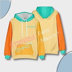 TommyInnit Hoodies - Colorblock Casual Printed Pullover Hoodie
