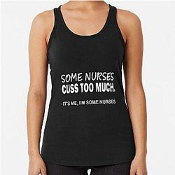 Womens Nurses Cuss Funny Racerback Tank Top