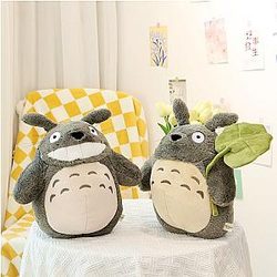 40cm Grey Totoro Cute Mouse With Lotus Leaf Plush