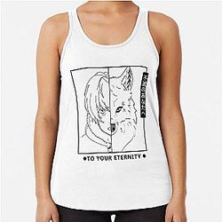 To Your Eternity Tank Tops - Fushi and Joan White Racerback Tank Top