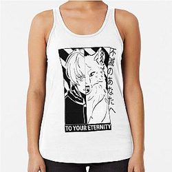 To Your Eternity Tank Tops - Fushi and Joan Black & White Racerback Tank Top