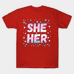 Trans Flag T-Shirts - She Her - Transgender Pride Flag Design T-shirt TP0812