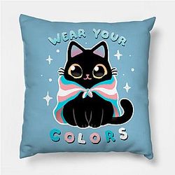 Trans Flag Pillows - Trans LGBT Pride Cat - Kawaii Rainbow Kitty - Wear your colors Pillow TP1208
