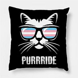 Trans Flag Pillows - Transgender Pride Flag Cat Purrride Pillow TP1208