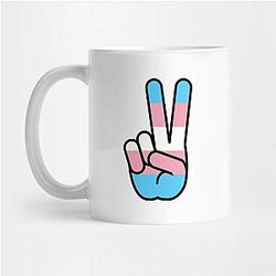 Trans Flag Mugs - Transgender Peace Sign  Mug TP1208