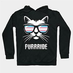 Trans Flag Hoodies - Transgender Pride Flag Cat Purrride Hoodie TP1208
