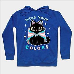 Trans Flag Hoodies - Trans LGBT Pride Cat - Kawaii Rainbow Kitty - Wear your colors Hoodie TP1208