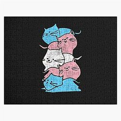 Transgender Puzzles - Transgender Pride Cat Flag Cats Pile Trans Pride Cute Gifts  Jigsaw Puzzle RB0403