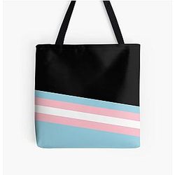 Transgender Bags - Tilted Retro Transgender Flag Design All Over Print Tote Bag RB0403