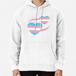 Transgender Hoodies - Trans Flag Heart Emoji Pullover Hoodie RB0403