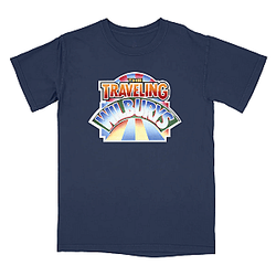 Band Logo Sunburst Rainbow Navy LA 0806 Traveling Wilburys T-Shirts