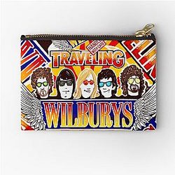 Vintage Traveling Wilburys inspired collage pop art rock unzipper pouch