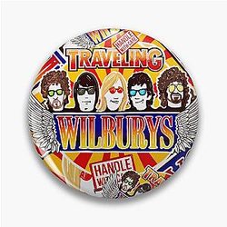 Vintage Traveling Wilburys inspired collage pop art rock pin