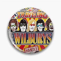 Vintage Traveling Wilburys inspired collage pop Art rock Poster Pin