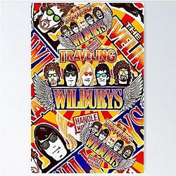 Vintage Traveling Wilburys inspired collage pop art rock poster
