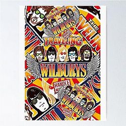 Vintage Traveling Wilburys inspired collage pop Art rock and roll Poster