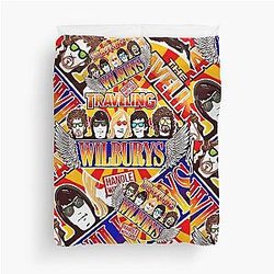 Vintage Traveling Wilburys inspired pop art rock duvet cover