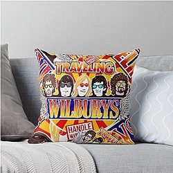 Vintage Traveling Wilburys collage pop Art Throw Pillow